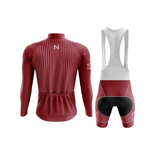 Nordvelo Pinstripe Men Long Sleeve Kit - Claret rear
