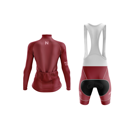 Nordvelo Pinstripe Women Long Sleeve Kit - Claret rear