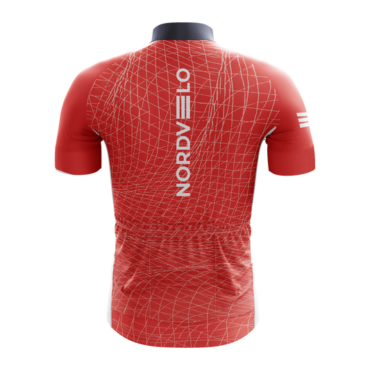 Nordvelo Red Pattern Men Short Sleeve Jersey rear