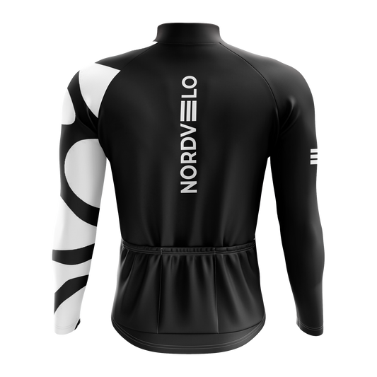 Nordvelo Black And White Men Long Sleeve Jersey rear