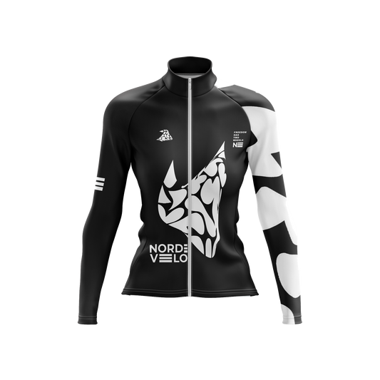 Nordvelo Black And White Women Long Sleeve Jersey front