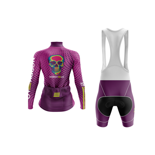 Nordvelo Halftone Women Long Sleeve Kit - Berry rear