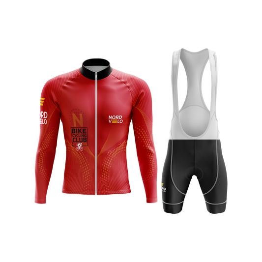 Nordvelo Peloton Men Long Sleeve Kit - Scarlet front