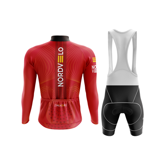 Nordvelo Peloton Men Long Sleeve Kit - Scarlet rear