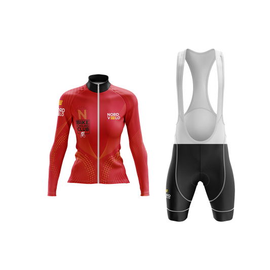 Nordvelo Peloton Women Long Sleeve Kit - Scarlet front