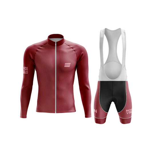 Nordvelo Pinstripe Men Long Sleeve Kit - Claret front