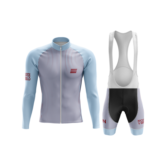 Nordvelo Pinstripe Men Long Sleeve Kit - Sky front