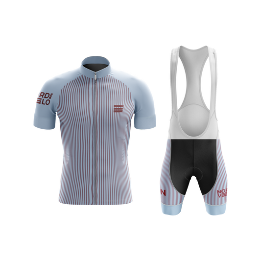 Nordvelo Pinstripe Men Short Sleeve Kit - Sky front