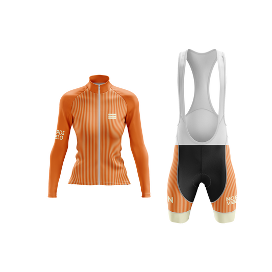 Nordvelo Pinstripe Women Long Sleeve Kit - Ember front