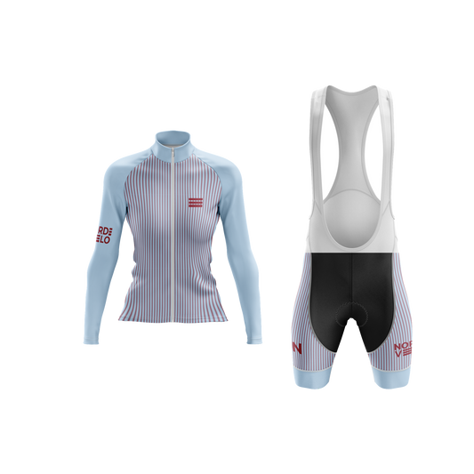 Nordvelo Pinstripe Women Long Sleeve Kit - Sky front