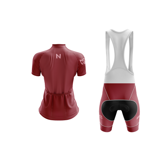Nordvelo Pinstripe Women Short Sleeve Kit - Claret rear