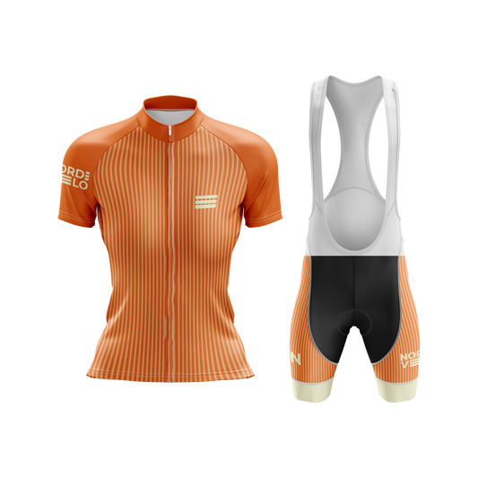 Nordvelo Pinstripe Women Short Sleeve Kit - Ember front