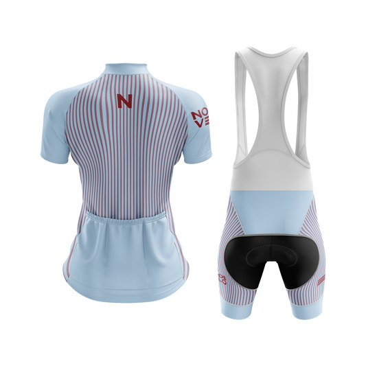 Nordvelo Pinstripe Women Short Sleeve Kit - Sky rear