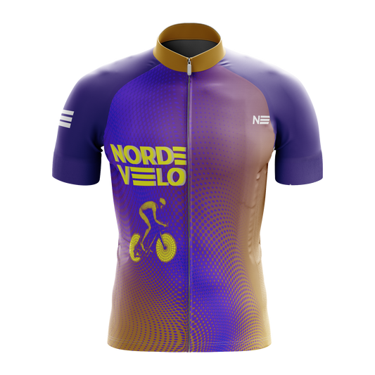 Nordvelo Purple Yellow Pattern Men Short Sleeve Jersey front