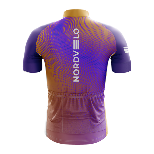 Nordvelo Purple Yellow Pattern Men Short Sleeve Jersey rear