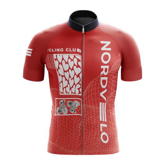 Nordvelo Red Pattern Men Short Sleeve Jersey front