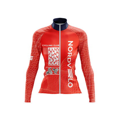 Nordvelo Red Pattern Women Long Sleeve Jersey front