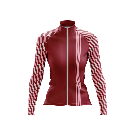 Nordvelo Tessellate Women Long Sleeve Jersey - Cardinal front